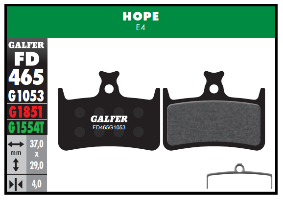 PASTILLAS FRENO BICICLETA GALFER PRO HOPE E4